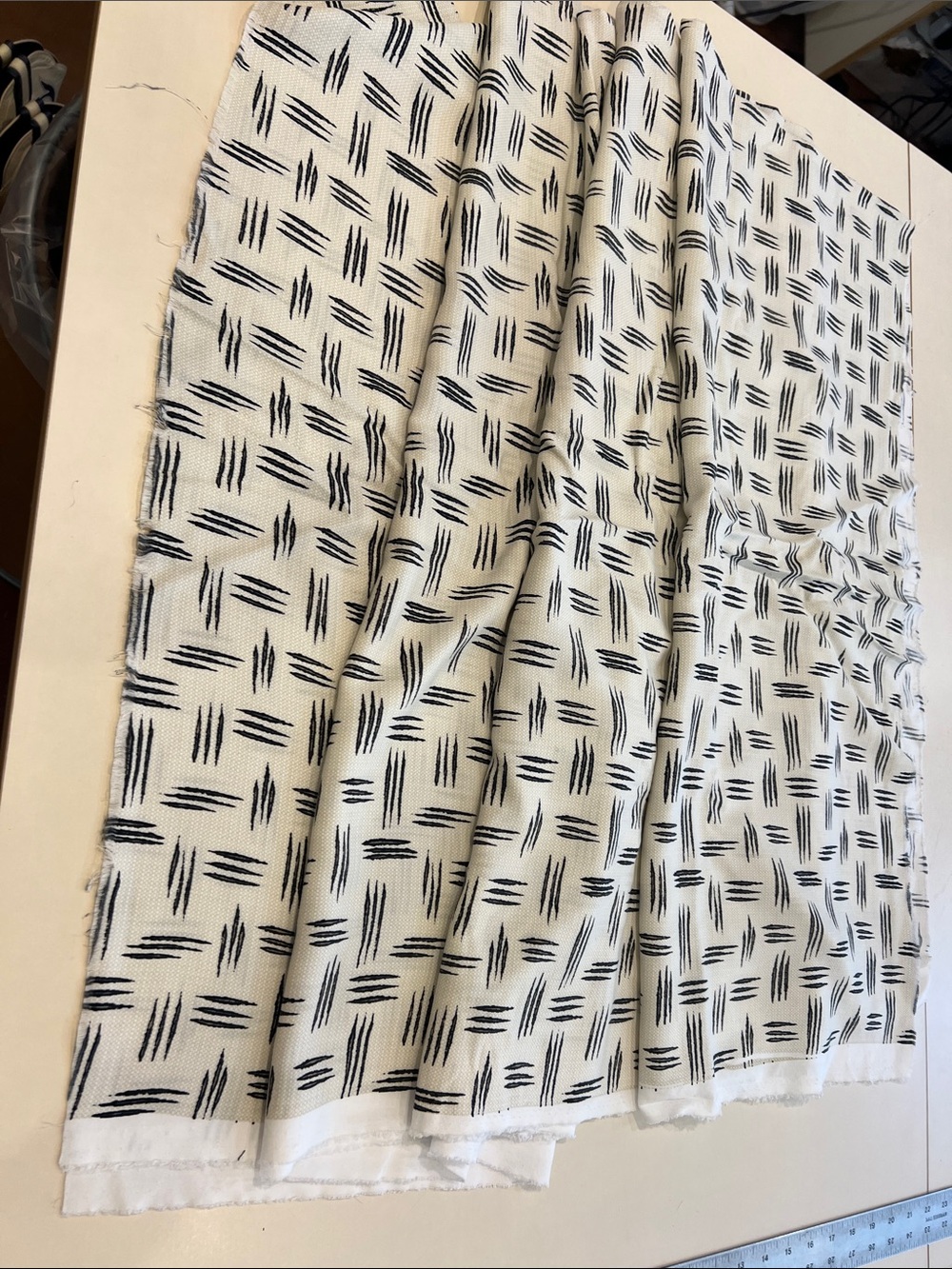 Tencel fabric printed Black & Cream Patterned Textile Fabric